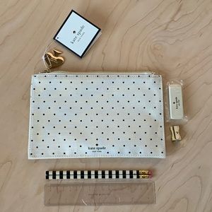 KATE SPADE ✏️ Black Polka Dots Pencil Pouch Set